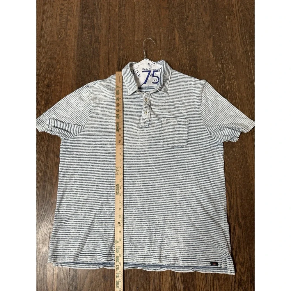 Faherty Brand Mens XXL Indigo Salt Wash Striped Organic Cotton Polo Shirt